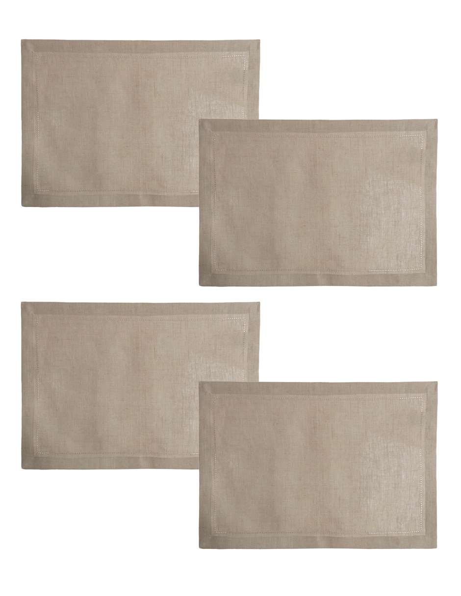 Mantel individual rectangular de lino Bacalar