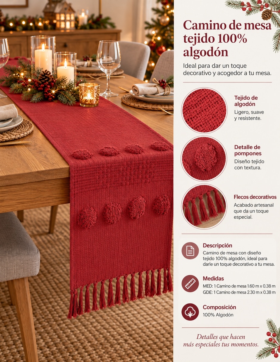 Camino de mesa de algodón Navidad 4