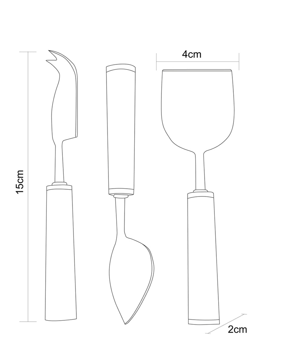 Set de cubiertos para queso de acero inoxidable 3 piezas