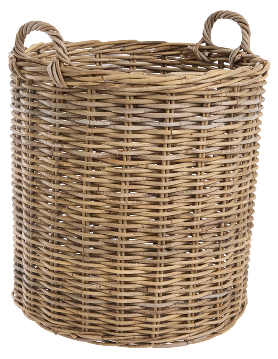 Canasta con forma de cilindro Lolo de mimbre 1