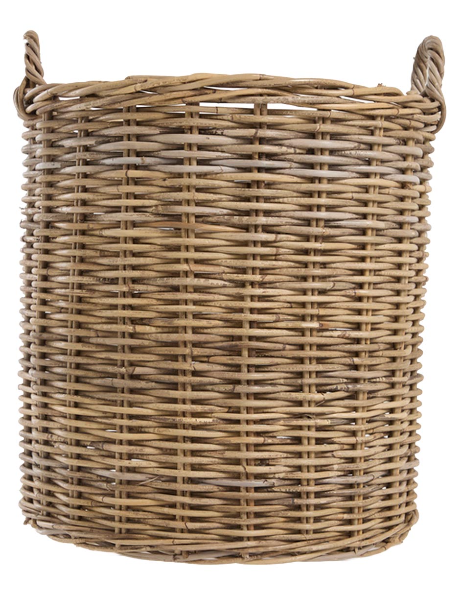Canasta con forma de cilindro Lolo de mimbre 3