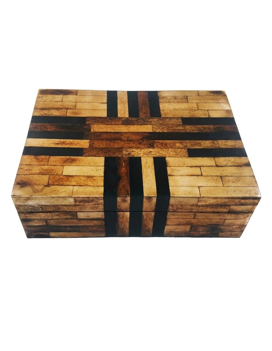 CAJA DECORATIVA RAYAS NEGRAS MAD CAJA DECORATIVA RAYAS NEGRAS MAD