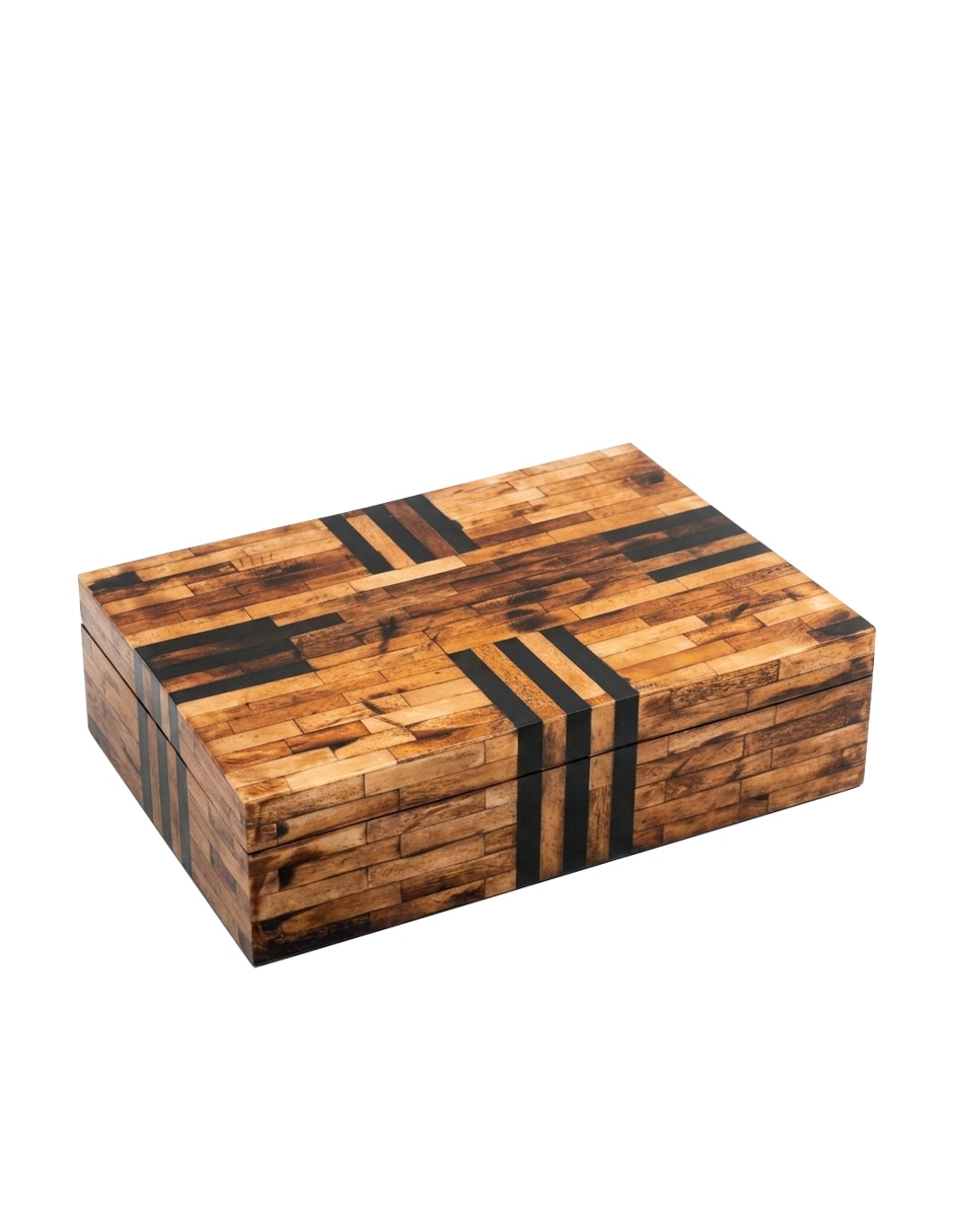 CAJA DECORATIVA RAYAS NEGRAS MAD CAJA DECORATIVA RAYAS NEGRAS MAD